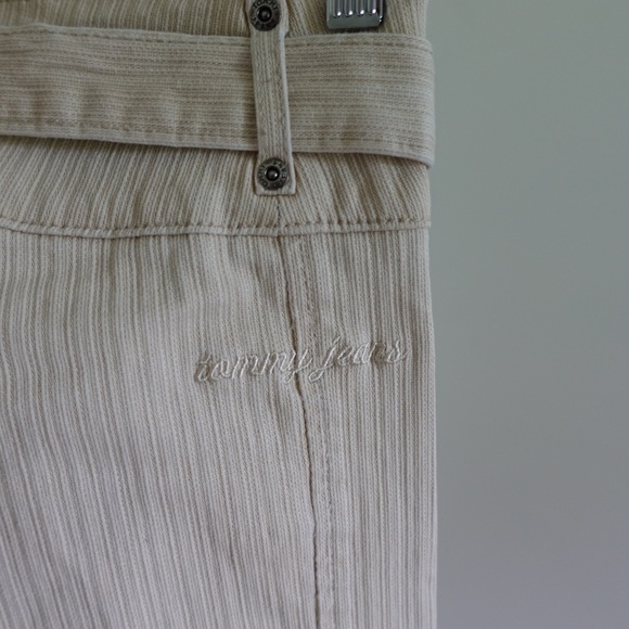 Y2K Tommy Hilfiger Low Rise Flare Jeans w D Ring Belt Khaki - Picture 2 of 5